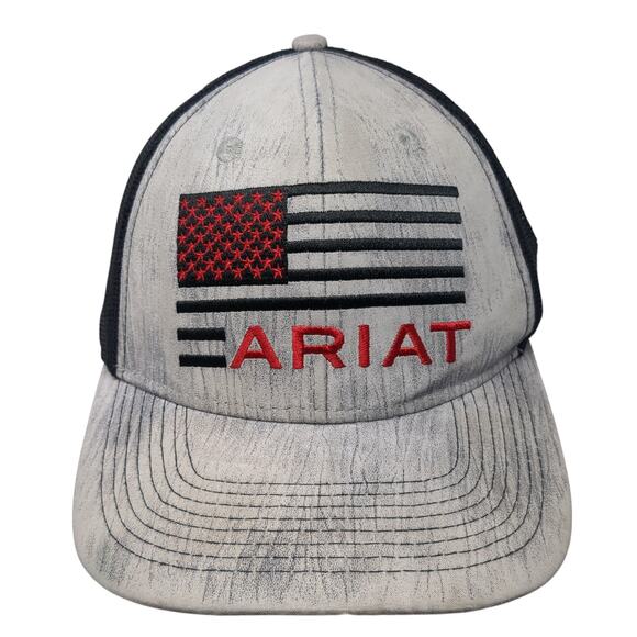 Ariat American Flag Snapback Trucker Hat Gray One Size Adjustable Embroidered - Picture 1 of 10